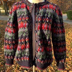 darling puffed sleeve wool cardigan.